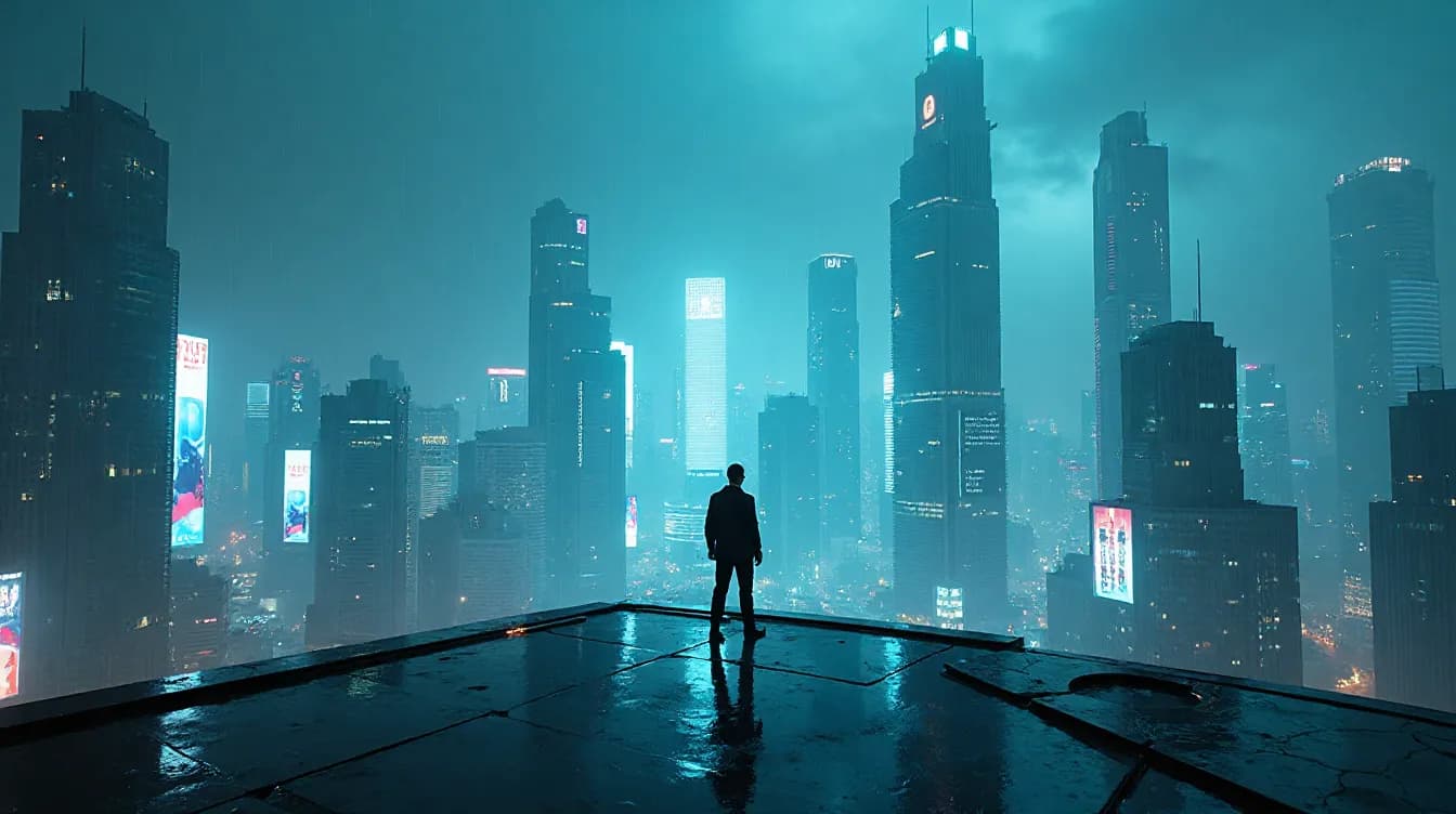 AI sci-fi story video generator — example of the Sci-Fi visual style